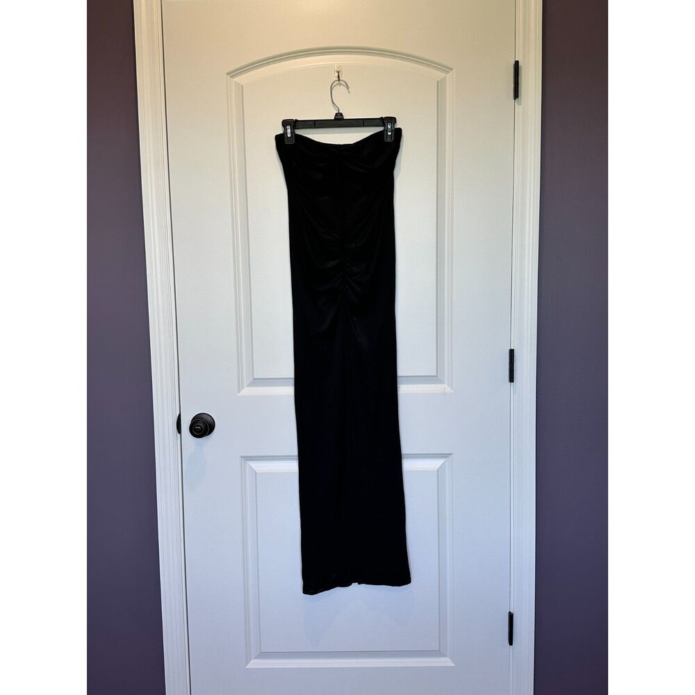 Fleur du Mal Strapless Ruched Maxi Dress Black Size Medium